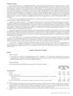 - Results of Operations by Segment