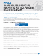 Item 4 - Shareholder Proposal Regarding an Independent Board Chairman